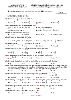 Đề cuối kỳ 1 Toán 11 năm 2023 – 2024 trường THPT Ngọc Tảo – Hà Nội