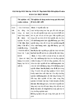 Giải bài tập SGK Sinh học 10 bài 15: Thực hành: Một số thí nghiệm về enzim