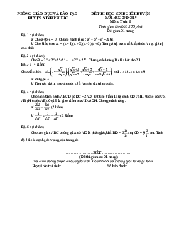 Đề thi học sinh giỏi huyện Toán 8 năm 2018 – 2019 phòng GD&ĐT Ninh Phước – Ninh Thuận