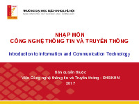 Tổng hợp bài giảng môn Nhập môn công nghệ thông tin và truyền thông| Bài giảng môn Nhập môn công nghệ thông tin và truyền thông| Trường Đại học Bách Khoa Hà Nội