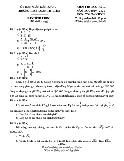Đề thi HK2 Toán 6 năm 2019 – 2020 trường THCS Đoàn Thị Điểm – TP HCM