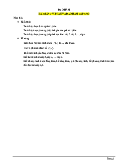 Bài giảng vi phân và đạo hàm cấp cao