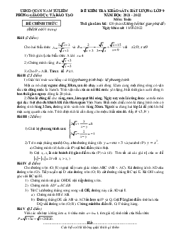 Đề khảo sát Toán 9 năm 2021 – 2022 phòng GD&ĐT Nam Từ Liêm – Hà Nội
