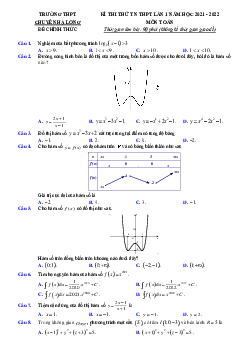 Đề thi thử Toán TN THPT 2022 lần 1 trường chuyên Hạ Long – Quảng Ninh