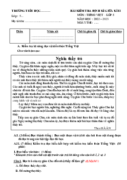 Đề thi giữa học kì 2 môn Tiếng Việt lớp 5 - Đề 1