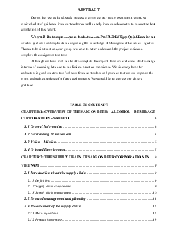 Tiểu luận môn Quản lí Logistics đề tài "Research the supply chain of Sai Gon Beer Corporation"