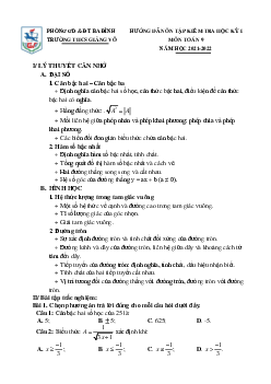 Hướng dẫn ôn tập học kỳ 1 Toán 9 năm 2021 – 2022 trường THCS Giảng Võ – Hà Nội