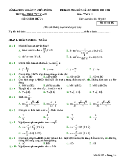 Đề giữa học kỳ 1 Toán 11 năm 2023 – 2024 trường THPT Thái Phiên – Hải Phòng