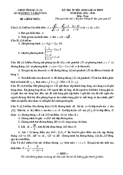 Đề tuyển sinh lớp 10 THPT môn Toán năm 2024 – 2025 sở GD&ĐT Hà Nam