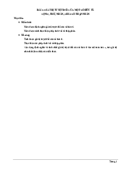 Chuyên đề giá trị tuyệt đối của một số hữu tỉ, cộng – trừ – nhân – chia số thập phân