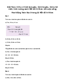 Giải Toán 3 Bài 50: Chu vi hình tam giác, hình tứ giác, hình chữ nhật, hình vuông | Kết nối tri thức