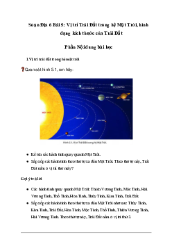 Giải Địa lí lớp 6 Bài 5: Vị trí Trái Đất trong hệ Mặt Trời, hình dạng kích thước của Trái Đất - Chân Trời Sáng Tạo