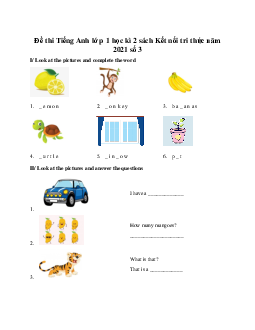 Đề thi Tiếng Anh lớp 1 học kì 2 sách Global Success năm 2021 số 3