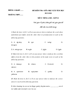 Giải đề thi giữa học kì 2 môn Tiếng Anh 10 năm 2023 - 2024 (Sách mới) | Smart World đề 2