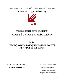 Tiểu luận "Tác động của đại dịch covid-19 đối với nền kinh tế việt nam"
