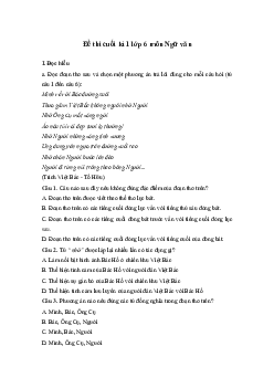 Đề thi cuối kì 1 lớp 6 môn Ngữ văn Cánh Diều năm 2023 - 2024 Đề 4