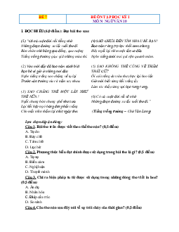 Đề thi Học kỳ 1 Ngữ Văn 10 Kết Nối Tri Thức -Đề 7 (Có đáp án)