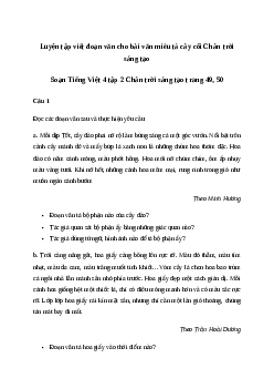 Soạn bài Viết: Luyện tập viết đoạn văn cho bài văn miêu tả cây cối - Tiếng Việt 4 Chân trời sáng tạo