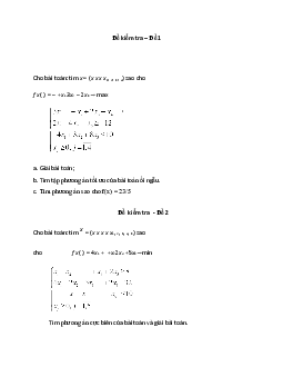 Toán kinh tế 1 Đê kiểm tra lần 2 | Học viện ngân hàng