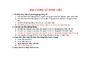 TOP 1500 Câu hỏi trắc nghiệm DƯỢC LIỆU 1 (có đáp án)