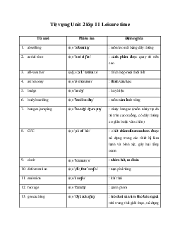 Từ vựng Unit 2: Leisure time | Tiếng anh 11 Friends Global