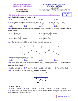 Đề thi thử THPT Quốc gia năm 2023 môn Toán lần 2 trường THPT Kinh Môn, Hải Dương