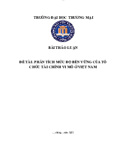 Đề tài "Phân tích mức độ bền vững của tổ chức tài chính vi mô ở Việt Nam" | Đại học Thương Mại