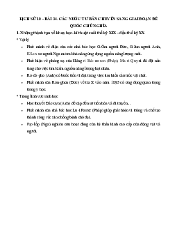 Lịch sử 10 bài 34: Các nước tư bản chuyển sang giai đoạn đế quốc chủ nghĩa