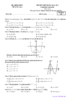 Đề thi thử Toán THPT QG 2020 lần 1 trường chuyên Hạ Long – Quảng Ninh