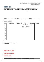 Lab Report 4: Chemical equilibrium  - Chemistry Laboratory | Trường Đại học Quốc tế, Đại học Quốc gia Thành phố HCM