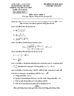 Đề thi học kì 2 Toán 11 năm 2019 – 2020 trường Quốc tế Á Châu – TP HCM