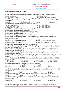 TOP 15 đề kiểm tra 1 tiết chương 3 Toán Hình 11