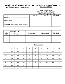 Đề thi chọn học sinh giỏi khối 10 năm học 2012-2013 môn Tiếng Anh trường THPT Ngô Quyền -Ba Vì -Hà Nội