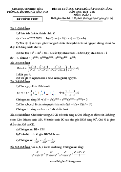 Đề thi thử HSG lần 2 Toán 8 năm 2022 – 2023 phòng GD&ĐT Hiệp Hòa – Bắc Giang