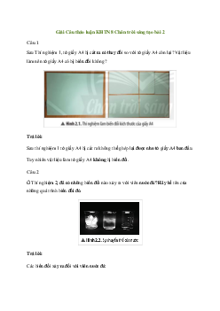 KHTN 8 Bài 2: Biến đổi vật lí và biến đổi hoá học-Chân trời sáng tạo