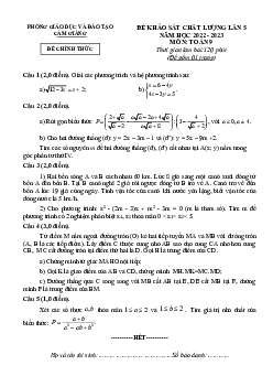 Đề khảo sát Toán 9 lần 5 năm 2022 – 2023 phòng GD&ĐT Cẩm Giàng – Hải Dương