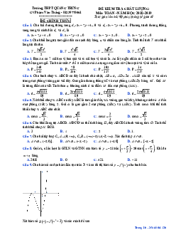 Đề kiểm tra chất lượng Toán 12 năm học 2018 – 2019 trường THPT Quang Trung – Hải Phòng