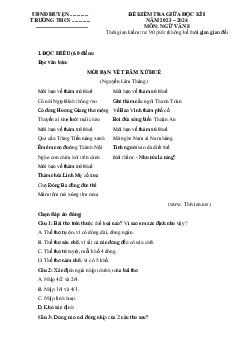 Đề thi giữa học kì 1 môn Ngữ văn 8 năm 2023 - 2024 sách Chân trời sáng tạo - Đề 2