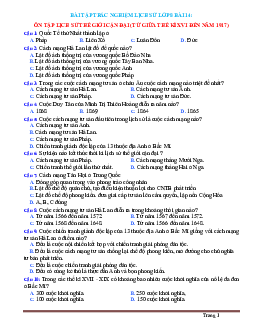 Trắc nghiệm Sử 8 Bài 14: Ôn tập Lịch Sử thế giới Cận Đại từ giữa thế kỷ 16 đến năm 1917 (có đáp án)
