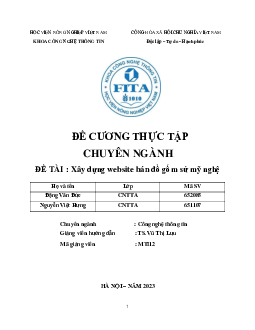 Đề cương thực tập chuyển ngành - Xây dựng website bán đồ gốm sứ mỹ nghệ | Học viện Nông nghiệp Việt Nam