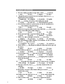 Ôn luyện thi Chuyên Anh - VOCABULARY AND STRUCTURE - IDIOMS AND EXPRESSIONS FIXED PHRASES