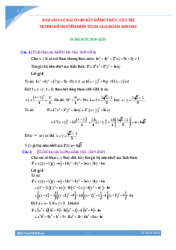 Lời giải bài toán bất đẳng thức, cực trị trong đề tuyển sinh lớp 10 môn Toán