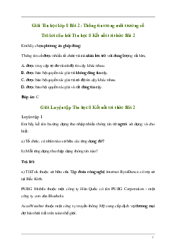 Giải Tin học 8 Bài 2: Thông tin trong môi trường số | Kết nối tri thức