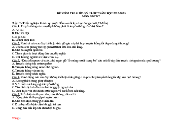 Đề thi giữa HK1 môn GDCD 7 năm học 2022-2023 (có đáp án và đặc tả)