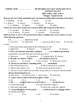 Đề thi học kì 2 môn tiếng Anh lớp 11 năm 2022 - 2023 | đề 2