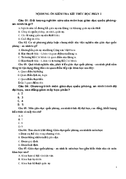 Đề cương ôn tập thi kết thúc học phần 1 môn Đường lối quốc phòng và an ninh của Đảng Cộng sản Việt Nam