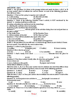 Đề kiểm tra học kỳ 1 Tiếng Anh 10 smart world (có đáp án)