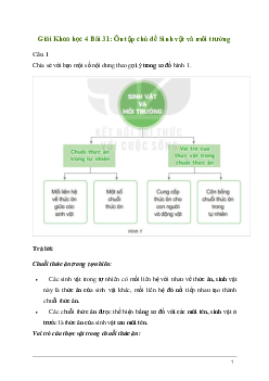 Giải Khoa học lớp 4 Bài 31: Ôn tập chủ đề Sinh vật và môi trường | Kết nối tri thức