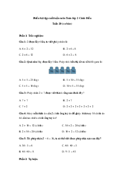 Bài tập cuối tuần Toán lớp 2 Cánh diều - Tuần 20