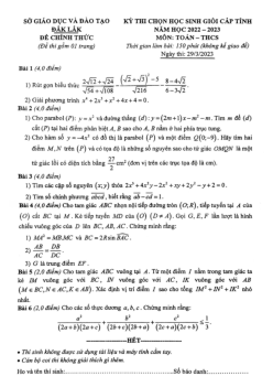 Đề học sinh giỏi cấp tỉnh Toán THCS năm 2022 – 2023 sở GD&ĐT Đắk Lắk